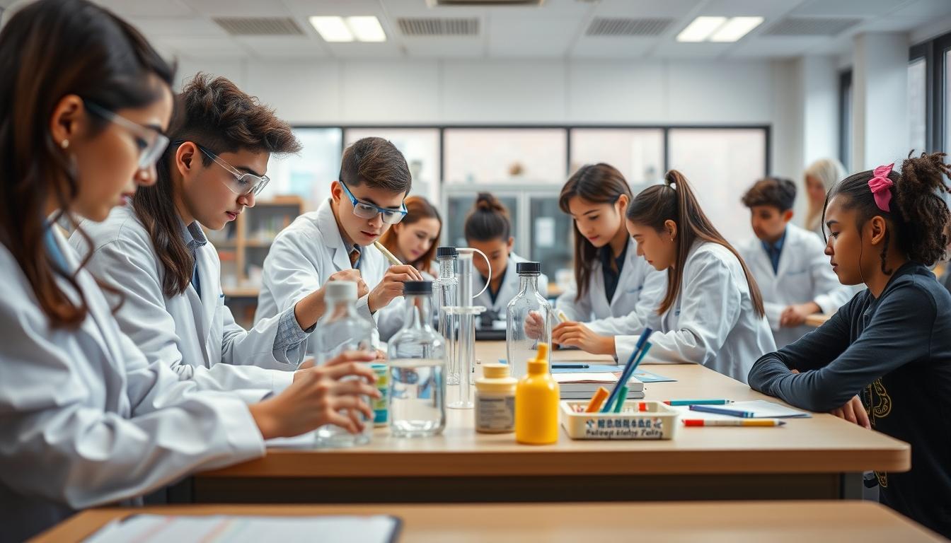 Student using a study guide to organize academic notes